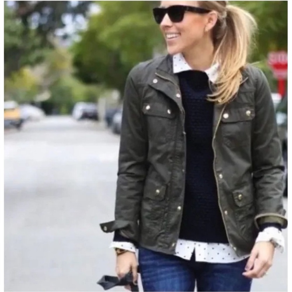 J. Crew Green Relaxed Boyfriend Field Jacket Utility Size Small 100% Cotton Gorp